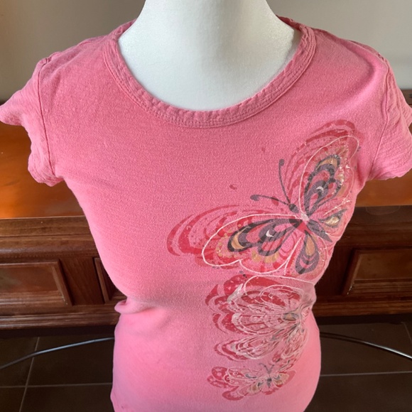 FANG Butterfly Short Sleeve Tee. Orangish-Pink. Size M - Picture 3 of 9